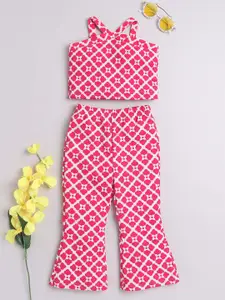 taffykids Girls Printed Top with Palazzos