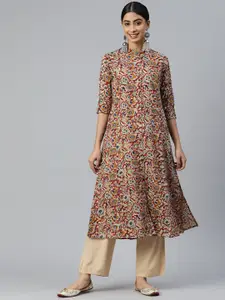 Vbuyz Floral Printed Thread Work A-Line Kurta