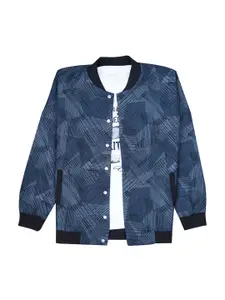 CAVIO Boys Stand Collar Abstract Printed Cotton Casual Bomber Jacket