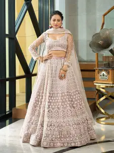 KALINI Embroidered Thread Work Semi-Stitched Lehenga & Unstitched Blouse With Dupatta