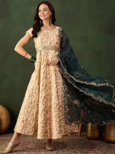 Sangria Self Design Fit & Flare Maxi Ethnic Dress