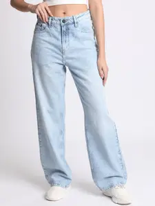 The Roadster Lifestyle Co. Women High-Rise Pure Cotton Straight-Fit Jeans