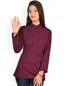 BAESD Girls Mandarin Collar Crepe Straight Kurti