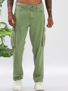 The Roadster Lifestyle Co Men Pure Cotton Relaxed Fit Mid Rise Cargo Jeans