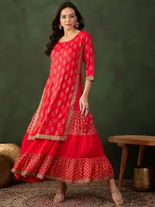 Sangria Ethnic Motifs Printed Maxi  Ethnic Dress