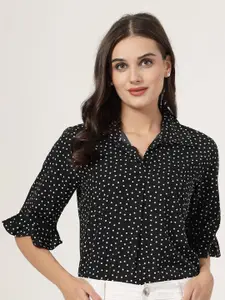 Style Quotient Polka Dot Print Bell Sleeve Shirt Style Top