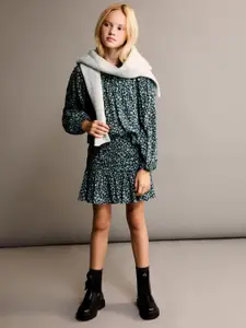 Mango Kids Girls Floral Print Ruffled Mini Skirt