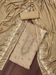 Maroosh Floral Printed Sequinned Organza Unstitched Dress Material