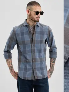 Snitch Men Smart Slim Fit Opaque Checked Casual Shirt