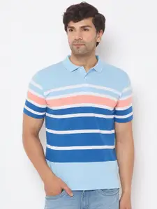 Duke Men Striped Polo Collar Cotton T-shirt