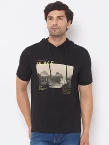 Duke Men Graphic Printed Hood Cotton T-shirt