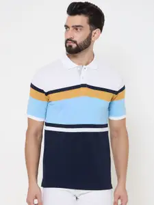 Duke Men Striped Polo Collar Cotton T-shirt