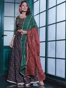 Sangria Printed Lehenga With Choli & Dupatta