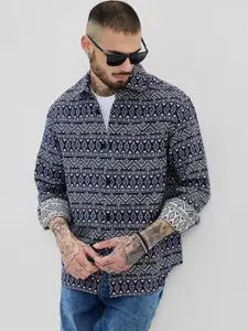 Snitch Men Geometric Open Front Jacket