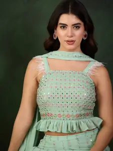 Sangria Embellished Top, Palazzo With Dupatta Co-Ords