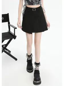 LULU & SKY Women Pleated A-Line Mini Skater Skirt