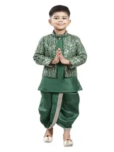 BAESD Boys Mandarin Collar Kurta with Dhoti Pants & jacket