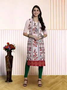 7Threads Women Ethnic Motifs Printed Floral Crepe Kurta