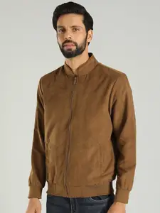 Indian Terrain Men Stand Collar Solid Casual Insulator Bomber Jacket