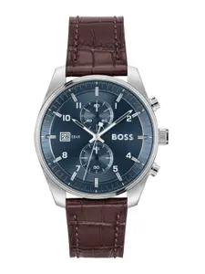 BOSS Men Leather Textured Straps Analogue Watch 1514194