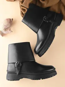 The Roadster Lifestyle Co. Women Round Toe Mid-Top Platform Heel Regular Boots