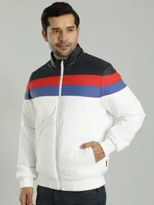 Indian Terrain Men Mock Collar Striped Cotton Casual Insulator Puffer Jacket