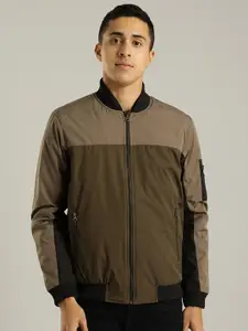 Indian Terrain Men Stand Collar Colourblocked Casual Insulator Bomber Jacket