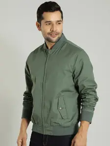 Indian Terrain Men Stand Collar Solid Casual Insulator Bomber Jacket