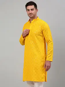 Jompers Men Geometric Embroidered Sequinned Kurta