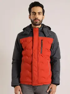 Indian Terrain Men Hooded Colourblocked Casual Insulator Puffer Jacket