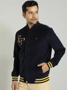 Indian Terrain Men Stand Collar Solid Cotton Casual Insulator Bomber Jacket
