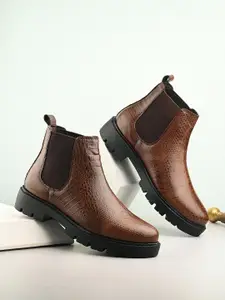 El Paso Women Textured Round Toe Chelsea Boots