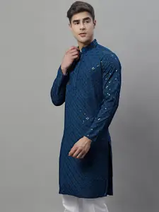 Jompers Men Geometric Embroidered Sequinned Kurta
