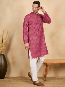 House of Pataudi 
Embroidered 
Mandarin Collar Kurta