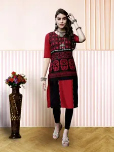 7Threads Women Ethnic Motifs Printed Floral Crepe Kurta