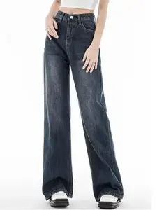 LULU & SKY Women Straight Fit Low Distress Light Fade Jeans