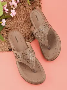 DressBerry Women Embellished Open Toe Flats with Laser Cuts