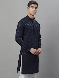 Jompers Men Geometric Embroidered Sequinned Kurta