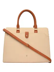 HORRA Women Beige 13 Inch Laptop Handbag