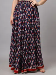NYPA Women Floral Printed Flared Maxi Skirt