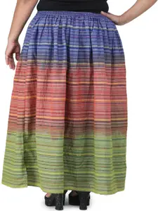 Exotic India Striped Pure Cotton A-line Maxi Skirts