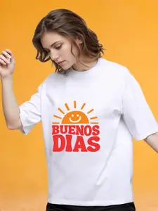 Slenor Typography Printed Drop-Shoulder Oversized T Shirt