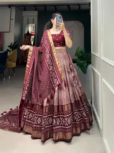 BAESD Printed Semi-Stitched Lehenga & Unstitched Blouse With Dupatta