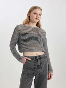 DeFacto Open Knit Self Design Pullover