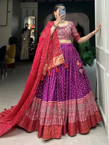 BAESD Printed Semi-Stitched Lehenga & Unstitched Blouse With Dupatta