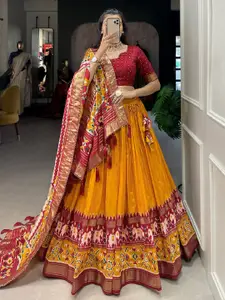 BAESD Printed Semi-Stitched Lehenga & Unstitched Blouse With Dupatta