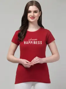 Trend Level Women Typography Printed Applique T-shirt