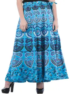 Exotic India Block Printed Cotton Sanganeri Wrap-Around Skirt