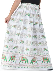 Exotic India Printed Pure Cotton Maxi Skirts