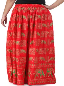 Exotic India Printed Pure Cotton A-Line Maxi Skirt